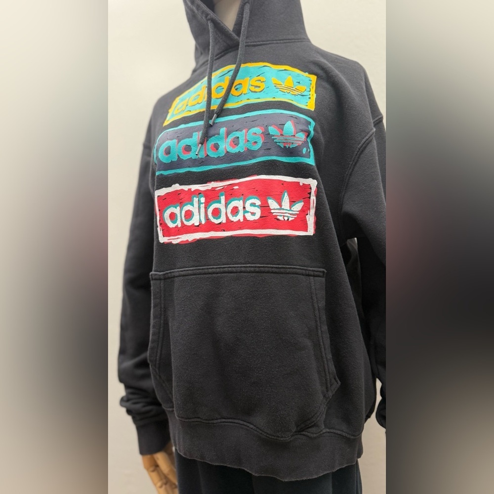 Adidas Black Hoodie with Colorful Logo Unisex - Picture 5 of 13